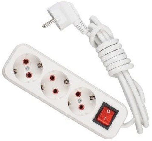 Удлинитель с заземлением и выключателем Lezard Lila 3х2,0м 16А 3500Вт белый  картинка 